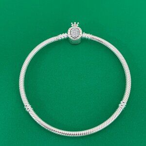 Pandora Moments Crown O Clasp Snake Chain Bracelet 7.1 inch